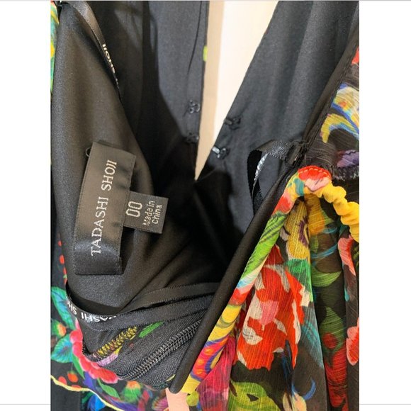 NEW $608 Tadashi Shoji Sunniva Cold Shoulder Chiffon Gown‎ [SZ 00 ] - Picture 10 of 14